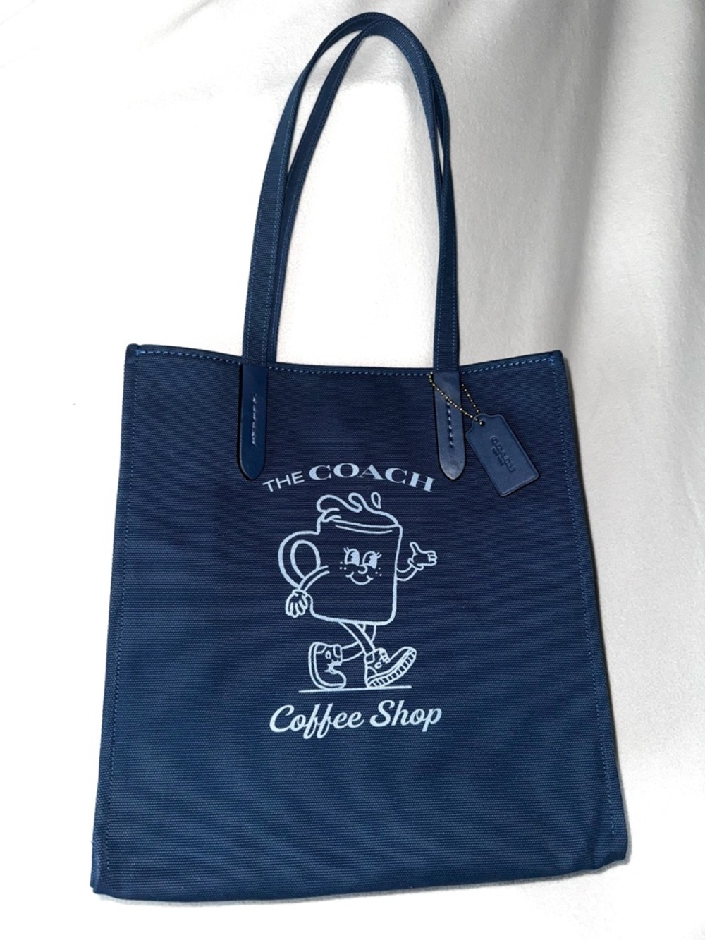 NEW! COACH Coffee Shop Limited Edition Regional Canvas Tote Deep Blue NWT!